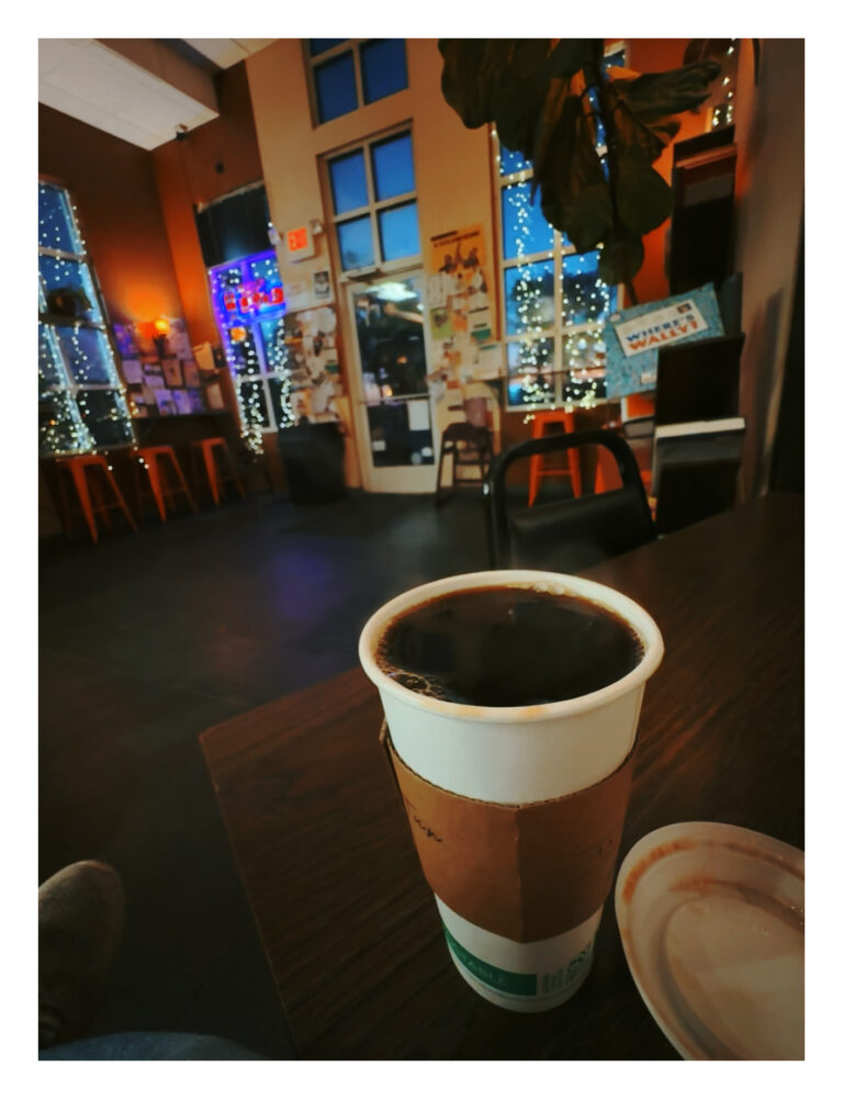 cup of steaming coffee, la finca coffee shop, st. Francis wisconsin